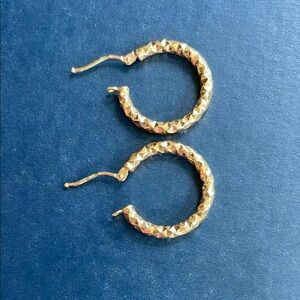 14k Gold Textured Hoop Earrings by Bony Levy